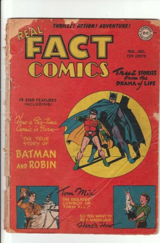 Real Fact Comics 5 True Story Of Batman 1.  8 Key,  Complete