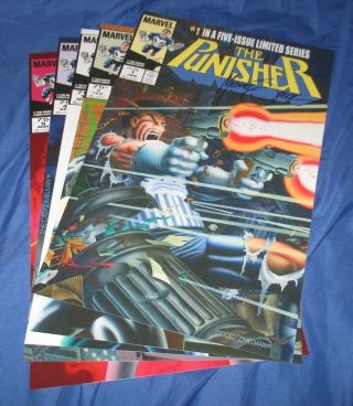 The Punisher Signed Art Print By Mike Zeck (marvel Comics/mini Series Set Of 5)