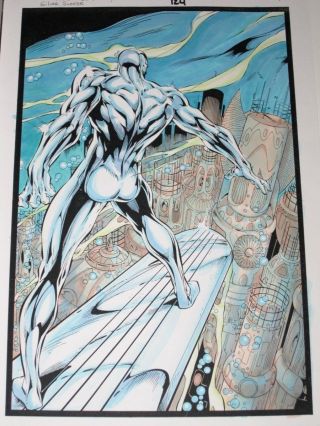 Silver Surfer 124 Hand - Painted Color Guide Art Ed Benes Page 1 Splash