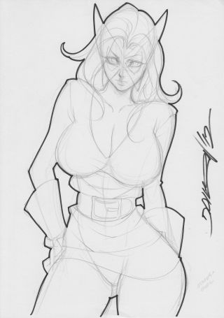 Marvel Girl By Daikon (8.  5 X 11.  5) - Comic Art