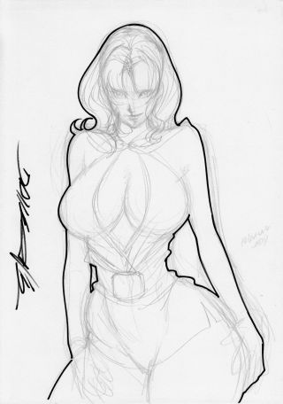 Phantom Lady By Daikon (8.  5 X 11.  5) - Comic Art