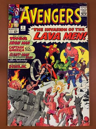 Avengers 5 (1964 Marvel Comics) Lava Men Appearance Silver Age