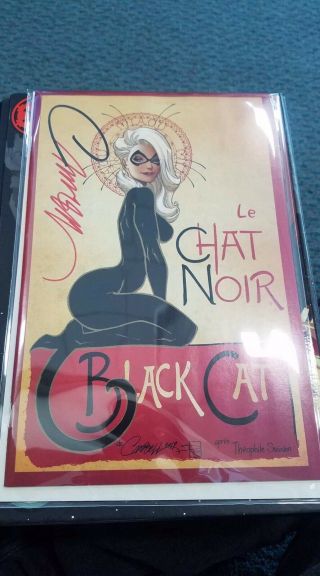Black Cat 1 ‘d’ Cover Le Chat Noir Signed By J.  Scott Campbell Sdcc 2019