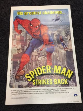 Spider - Man Strikes Back 1978 Movie Poster 27x40 One Sheet Scarce
