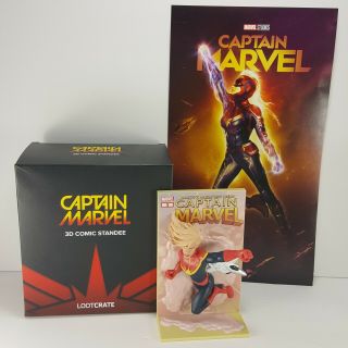 Captain Marvel 3d Comic Standee Loot Crate Brie Larson Bonus Poster Avengers