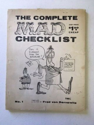 Complete Mad Checklist 1 Comic Fanzine Don Martin Von Bernewitz 1961 No.  1 Rare