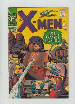 X - Men 16 (jan.  1966,  Marvel) Vf - (7.  5) " The Supreme Sacrifice "