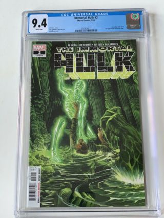 Immortal Hulk 2 Cgc 9.  4 1st Print Dr.  Frye App Alex Ross Art - Key Comic Nm