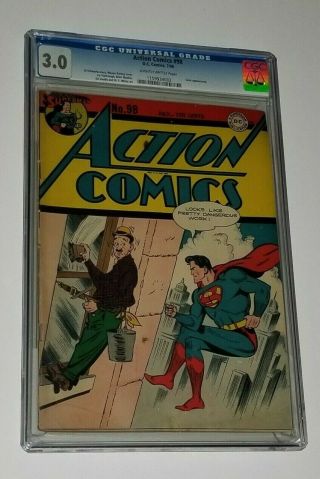 1946 Cgc 3.  0 Action Comics 97 - Superman Cover.  Golden Age - Dc Comics.