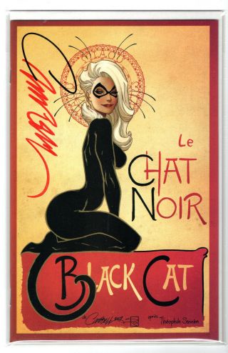 Black Cat 1 Cover D Signed J.  Scott Campbell " Le Chat Noir " Variant 2019