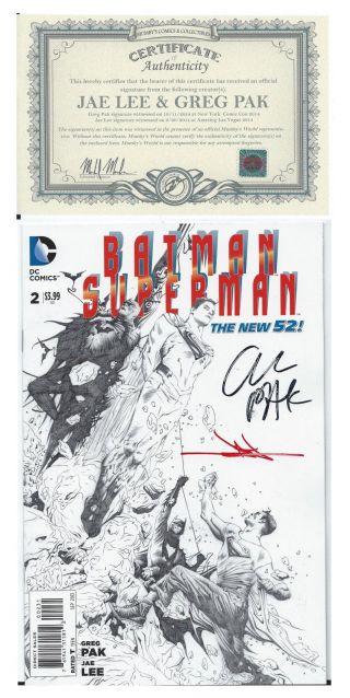 Nycc Sdcc Dc Superman Batman 2 1:100 Signed By Greg Pak & Jae Lee Zack Snyder