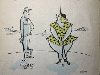 George Booth - Hand - Drawn Ben Hogan Golf Cartoon - 1950s?