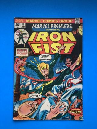 Marvel Premiere 15,  Key 1st Iron Fist Appearance,  Mvs Intact Marvel 1974