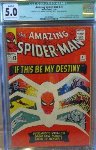 Spiderman 31,  Cgc 5.  0,  1st App Gwen Stacy 1965,  Stan Lee Story