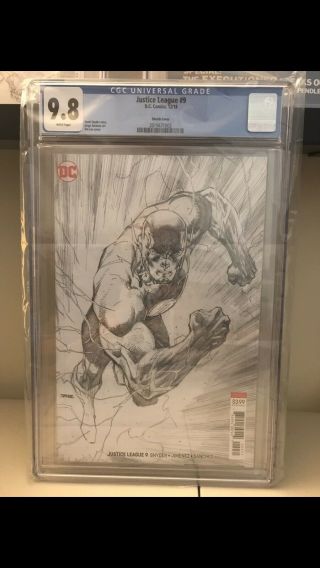 Justice League 9 Jim Lee Sketch Variant 1:100 Ratio.  Htf Only 12 On The Census