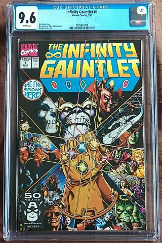 The Infinity Gauntlet 1 (july 1991,  Marvel Comic) Cgc 9.  6 Thanos Avengers Movie