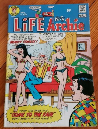 Life With Archie 136 - Archie Series Betty Veronica Bikini August Issue 1973