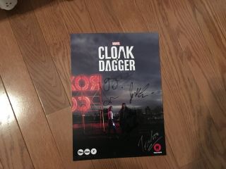 Signed Cloak And Dagger Promo Poster Marvel 11 " X13 " Tv Series Signed 5 Times