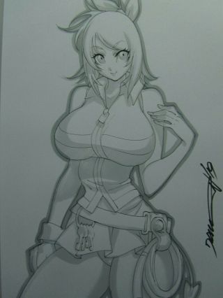 Lucy Fairy Tail Girl Sexy Busty Sketch Pinup - Daikon Art