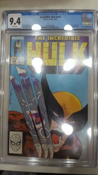 Incredible Hulk 340 Cgc 9.  4 White Pages Great Wolberine Cover