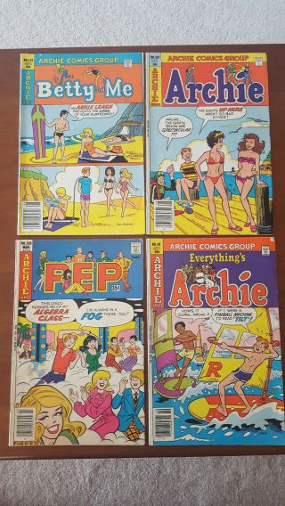Vintage Archie Comic Books,  Set Of 4,  2 Archie,  1 Pep & 1 Betty & Me
