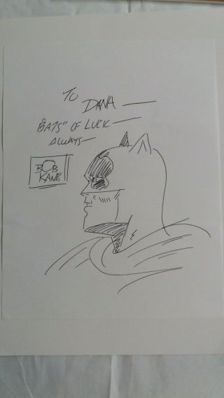 Bob Kane Hand Drawn And Signed Batman Ink Sketch Not Batman 1 1940