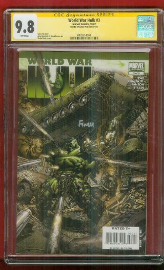 World War Hulk 3 Cgc Ss 9.  8 Thor Ragranok Movie David Finch Signed 10/2007 Cover