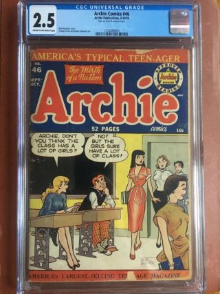 Archie Comics 46 Cgc 2.  5 Cr/ow Betty Veronica Gga Rare Sweet