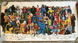 1988 Rare History Of The Dc Universe Poster.  Multiple Artists.  Pre Owned,  Defect