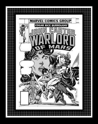 Gil Kane John Carter Warlord Of Mars 5 Rare Production Art Cover Monotone