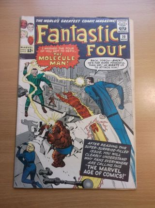 Marvel: Fantastic Four 20,  Origin & 1st App.  Of Molecule Man,  Key,  1963,  Vg -