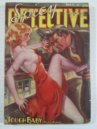 Spicy Detective Stories May 1938 Pulp Gangster Assaults Gun Moll Gga Cover