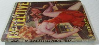 SPICY DETECTIVE STORIES May 1938 Pulp Gangster Assaults Gun Moll GGA Cover 3