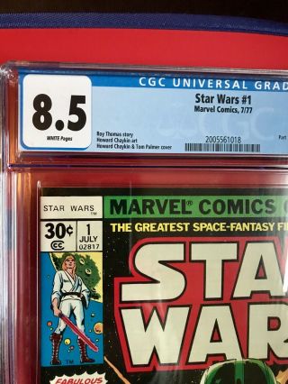 STAR WARS 1 Comic Book 1977 - First Print WHITE PAGES CGC 8.  5 Just Received 2