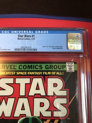STAR WARS 1 Comic Book 1977 - First Print WHITE PAGES CGC 8.  5 Just Received 3