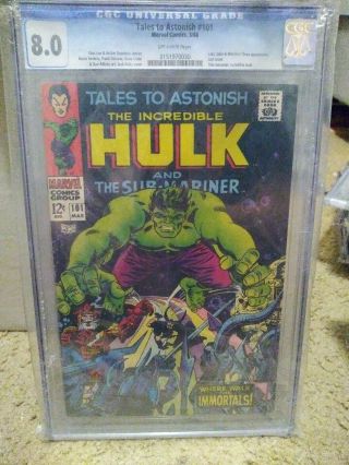 Cgc 8.  0 Tales To Astonish 101 Incredible Hulk Sub - Mariner Marvel Comic Book