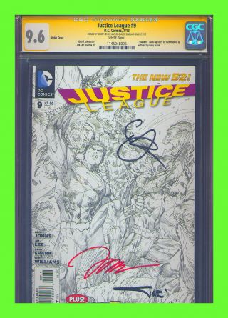 Justice League 9 Sketch Variant Cgc 9.  6 Ss Jim Lee Aquaman Batman Superman