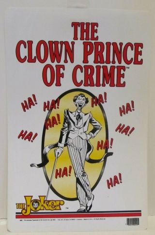 Batman Joker The Clown Prince Of Crime Plastic Sign Vintage 1982 Nos 17 " X 11 "