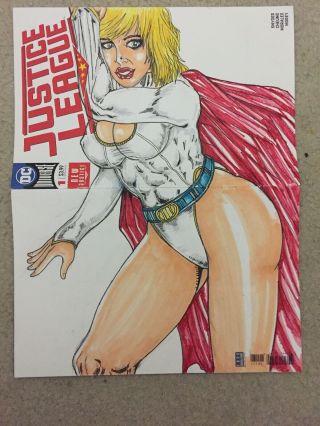 Justic League 1 Power Girl Blank Sketch Variant Cover