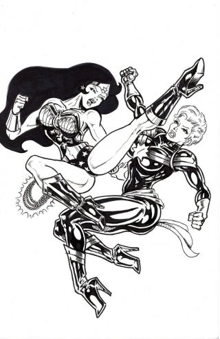 Sexy Captain Marvel Vs.  Wonder Woman_ Pinup _justice League Jla Avengers