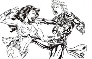 Sexy Captain Marvel Vs.  Wondergirl_b Pinup _justice League Jla Superman