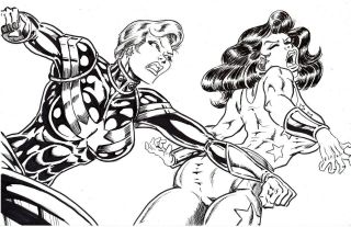 Sexy Captain Marvel Vs.  Wondergirl_a Pinup _justice League Jla Superman