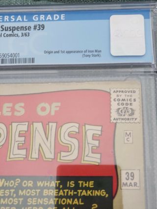 Tales of Suspense 39 CGC 3.  5 1st Iron Man Rare Book Marvel Stan Lee 6