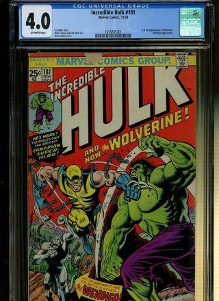 Incredible Hulk 181 Cgc 4.  0 | Marvel 1974 | 1st Full Wolverine.  Wendigo App.
