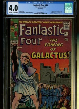 Fantastic Four 48 Cgc 4.  0 | Marvel 1966 | 1st Silver Surfer & Galactus (cameo).