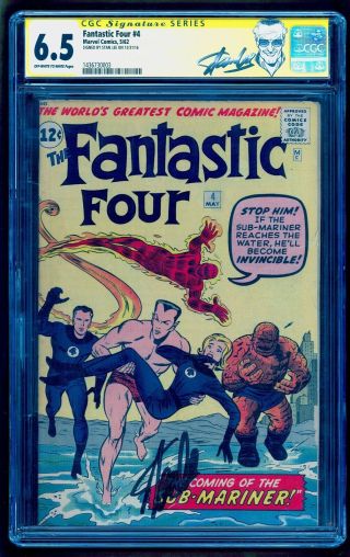 Fantastic Four 4 Cgc 6.  5 Ss Signed Stan Lee Bright Colors No Marks Or Stamps