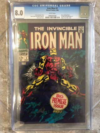 Iron Man 1 (may 1968,  Marvel) Holy Grail Cgc 8.  0 White Pages Avengers