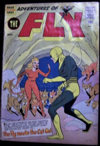 The Adventures Of The Fly 9 1960 Archie 1st Cat Girl/shield X - Over Hercules Vf