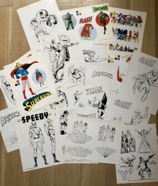 Dc Comics 1970s Model Sheets 23 Pages: Aquaman,  Flash,  More - Not To Public
