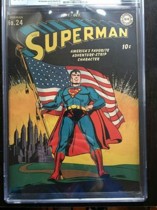 SUPERMAN 24 CGC FN,  6.  5; OW - W; classic flag cover 2